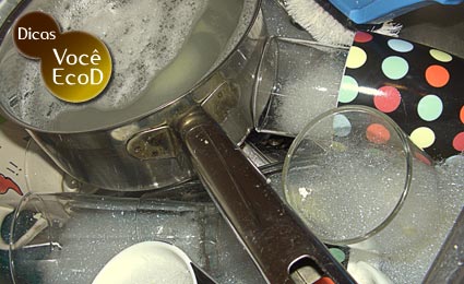 Lave louça em bacia de água